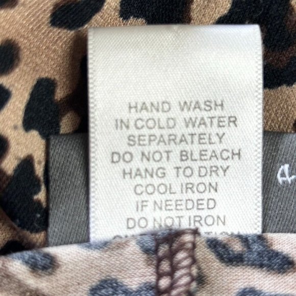 Dots Slit Sleeve Leopard Print Rhinestone Drape Mini Dress in Brown/Black - Sz L - Picture 7 of 7